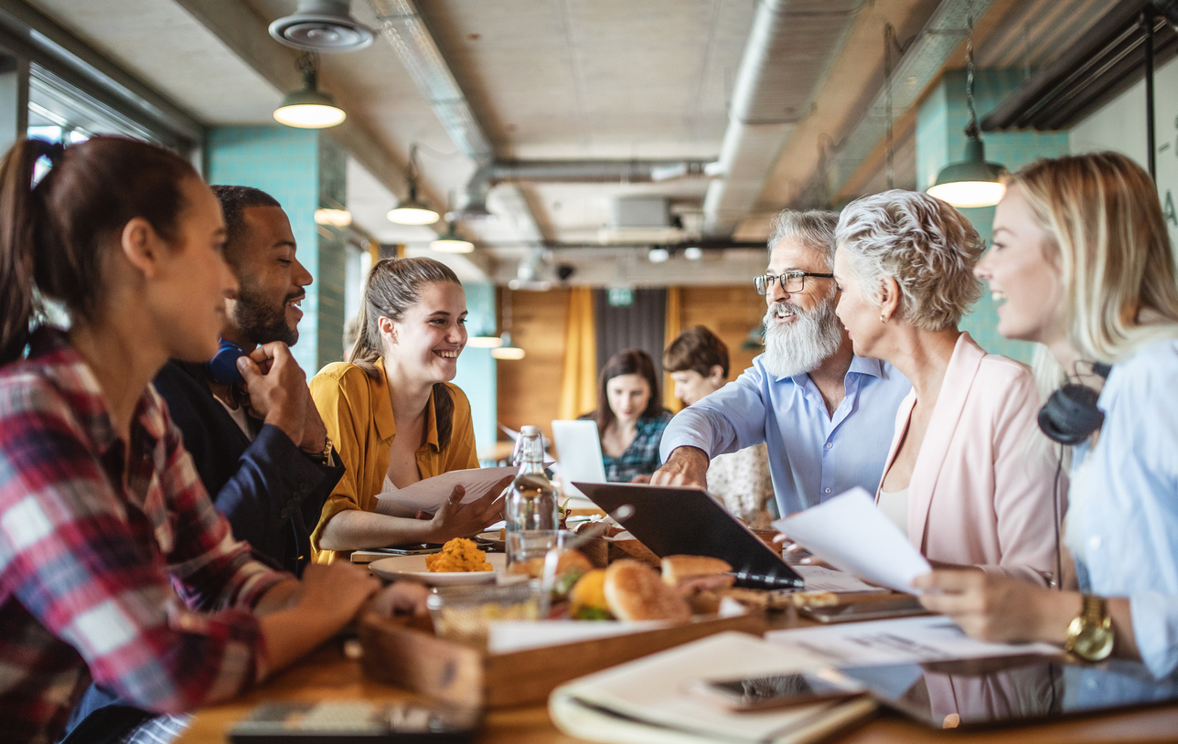 Business People Meeting at a Restaurant, Bar