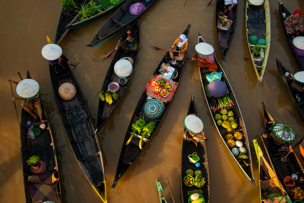 The famous festive of traditional floating market at South Borneo, Indonesia