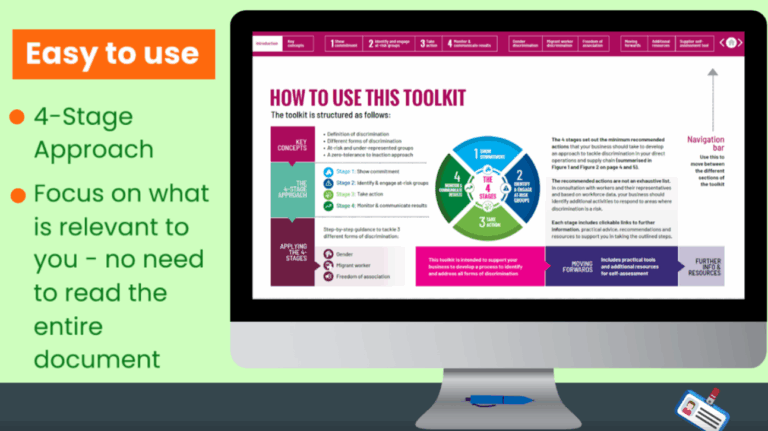 A screenshot of the tackling discrimination toolkit