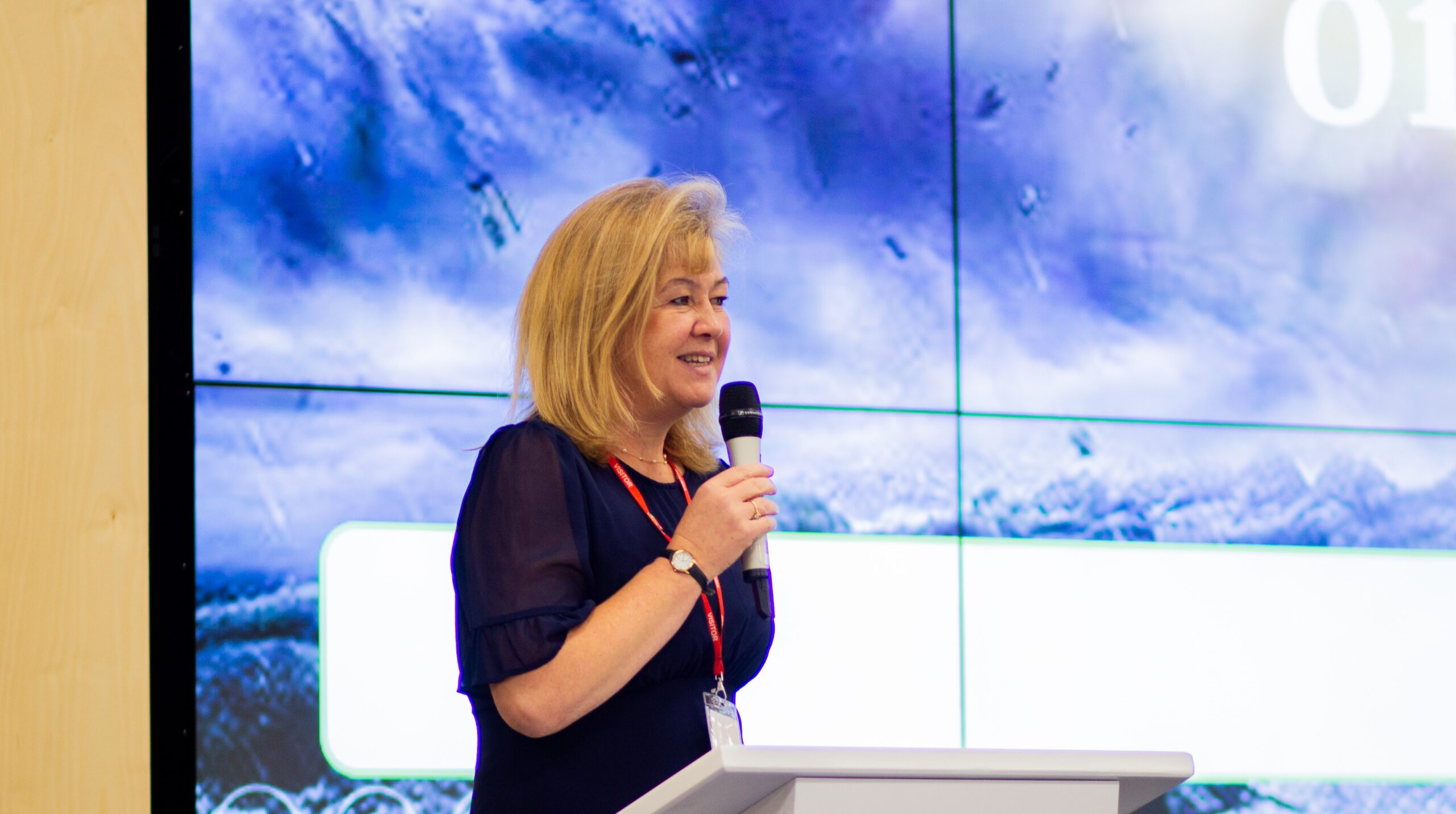 An image of Louise Nicholls presenting at an all-member event